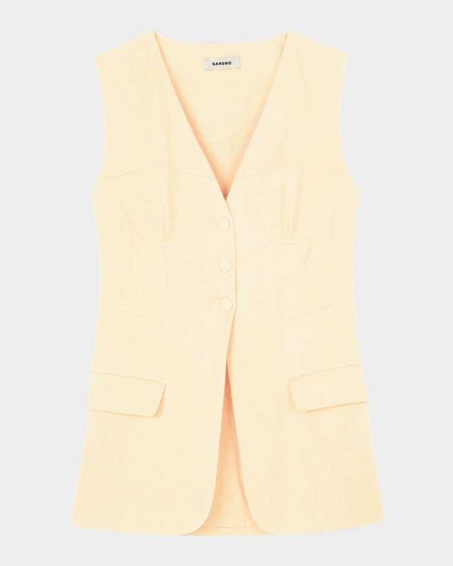 Catalina Linen-Blend Vest